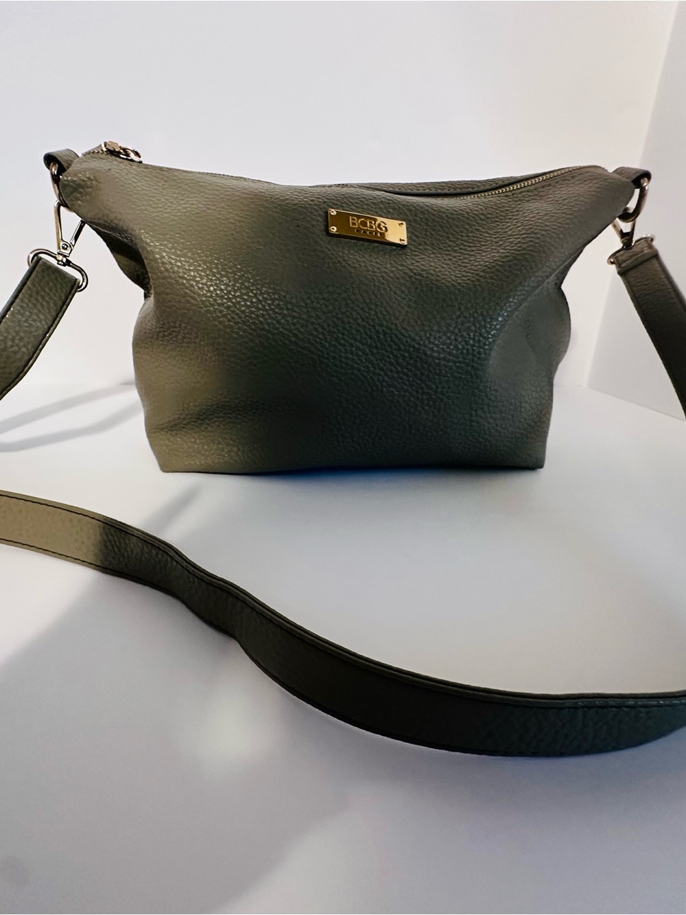 BCBG Gray Pebbled Vegan Leather Crossbody or Shoulder Bag